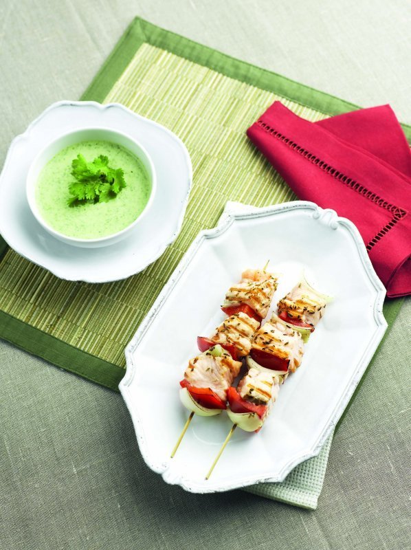 Salmon Kebab with Coriander Yoghurt